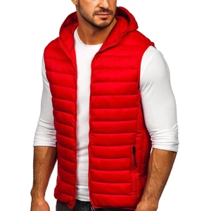 Červená pánská prošívaná vesta s kapucí Bolf HDL88002