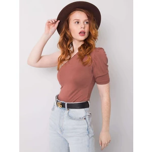 RUE PARIS Brown blouse with one shoulder