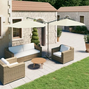 Dvojitý slunečník 600 x 290 cm Dekorhome Krémová,Dvojitý slunečník 600 x 290 cm Dekorhome Krémová