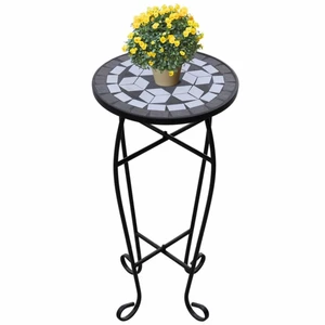 Mozaikový stolek na květiny keramika Dekorhome Černá,Mozaikový stolek na květiny keramika Dekorhome Černá