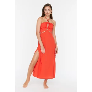 Trendyol Red Accessory Cut Out Detailed Beach Dress