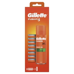 GILLETTE Fusion5 Náhradní hlavice 8 ks + Fusion Gel na holení 200 ml