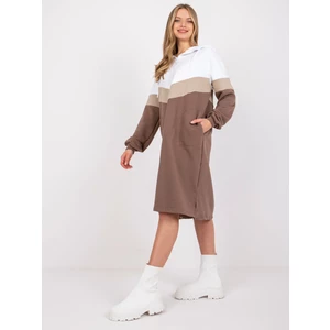 White and brown sweatshirt dress with a hood Irem RUE PARIS