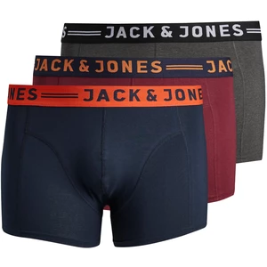Jack&Jones PLUS 3 PACK - pánské boxerky JACLICHFIELD 12147592 Burgundy 3XL