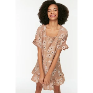 Trendyol Brown Floral Pattern Dress