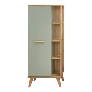 Zielona wysoka szafka łazienkowa w dekorze dębu 51x128 cm Set 963 – Pelipal