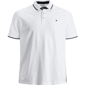 Jack&Jones PLUS Pánské polo triko Slim Fit JJEPAULOS 12143859 White 4XL