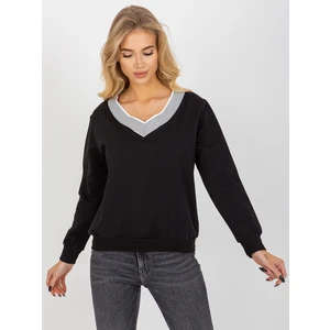 Basic black plain blouse with neckline