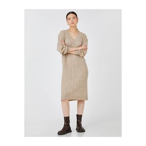 Koton Knitwear Dress Long Sleeve V-Neck