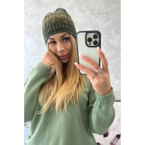 Beanie with fleece Melisa K241 brown+green