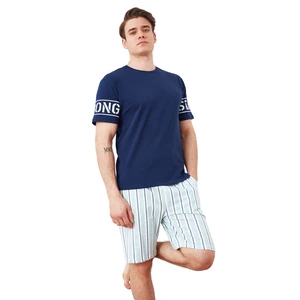 Trendyol Pajama Set - Dunkelblau - Gestreift