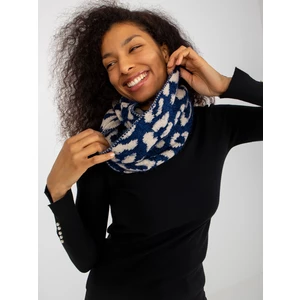 Dark blue and light beige patterned lady's chimney scarf