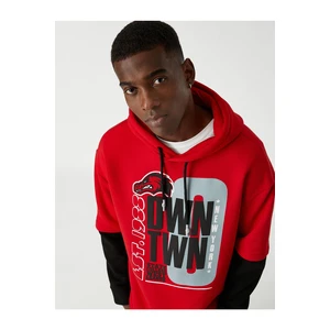 Koton College Printed Hooded Sweatshirt