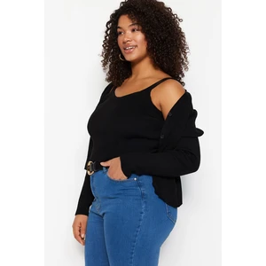 Trendyol Curve Black V-Neck 2-Pack Cardigan & Blouse, Fine-knitwear Suit
