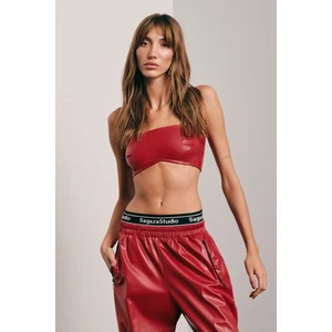 Trendyol X Sagaza Studio Red Faux Leather Bustier