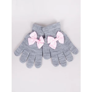 Yoclub Kids's Girls' Five-Finger Gloves With Bow RED-0070G-AA50-008