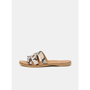 Brown Patterned Leather Slippers Pieces Anilla - Women