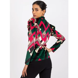 Green and pink patterned Annabel blouse in velor