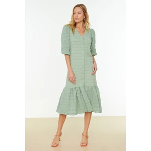 Trendyol Mint Fabric Textured Buttoned Dress