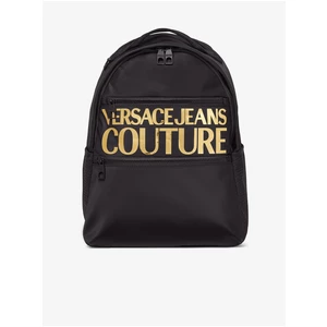 Black Men's Backpack with Versace Jeans Couture Inscription - Men's