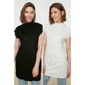 Trendyol Black and White Standing Collar Sleeveless Double Pack Hijab Tunic