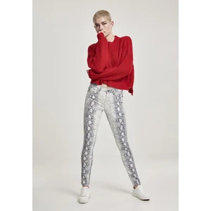 Ladies Animal Stretch Twill Skinny Pants offwhite snake