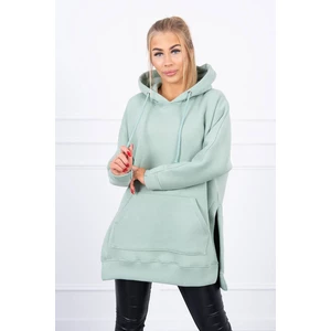 Insulated sweatshirt with slits on the sides dark mint