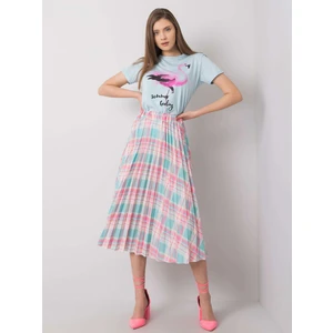 Mint checked pleated skirt