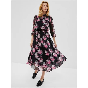 Pink-Black Women's Floral Midi Dress Moodo - Women