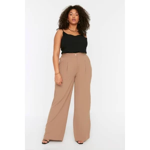 Trendyol Curve Mink Pleated Woven Trousers