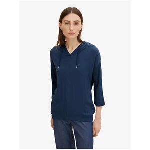 Tmavě modré dámské tričko s kapucí Tom Tailor - Dámské
