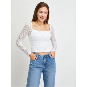 White Women's Patterned Cropped Blouse Guess - Women