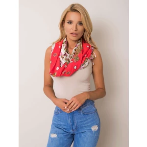 Dark coral shawl with floral print