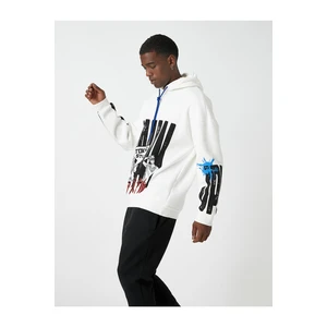 Koton Far East Printed Sweatshirt with Hoodie