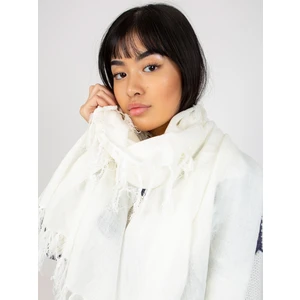 Monochrome women's scarf Ecru with fringe