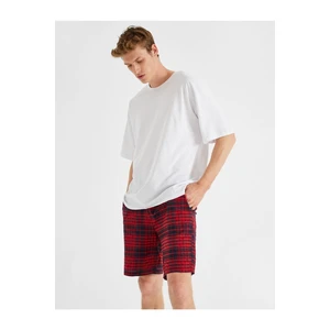 Koton Men's Red Plaid Shorts & Bermuda