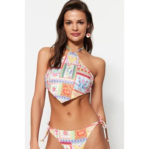 Trendyol Fruit Patterned Halterneck Bikini Top