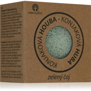Renovality Konjaková houba zelený čaj čisticí houbička pro problematickou pleť 7x4 cm