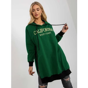 Dark green long sweatshirt with slits