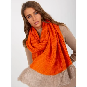 Orange and beige two-color knitted scarf