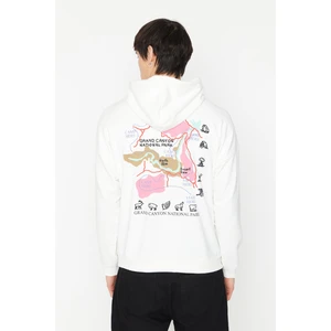 Trendyol Ecru Men's Oversize Fit Hoodie Sweatshirt
