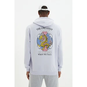 Trendyol Lilac Men Regular Fit Hoodie Printed Sweatshirt