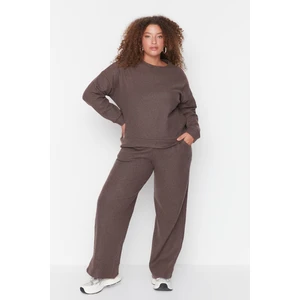 Trendyol Curve Plus Size Two-Piece Set - Brown - Regular fit