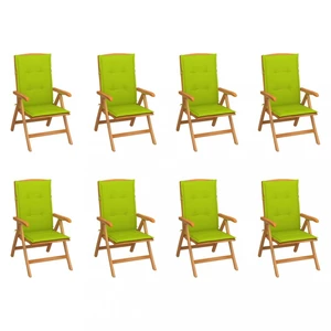 Skladacia záhradná stolička s poduškami 8 ks teak / látka Dekorhome Svetlozelená,Skladacia záhradná stolička s poduškami 8 ks teak / látka Dekorhome S