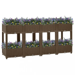 Vyvýšený záhon 160x40x71 cm PP Dekorhome Hnědá,Vyvýšený záhon 160x40x71 cm PP Dekorhome Hnědá
