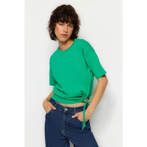 Trendyol Green More Sustainable 100% Organic Cotton Knitted T-Shirt with Tie Detail