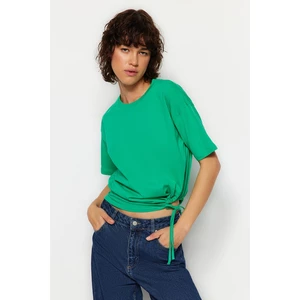 Trendyol Green More Sustainable 100% Organic Cotton Knitted T-Shirt with Tie Detail