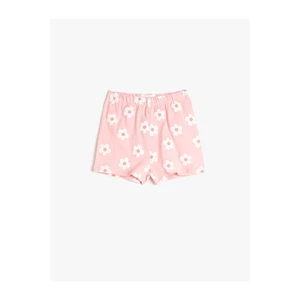 Koton Shorts with Daisy Print, Elastic Waist, Cotton