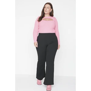 Trendyol Curve Black High Waist Spanish Leg Knitted Trousers