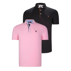 DUAL SET T8582 DEWBERRY MENS T-SHIRT-BLACK-PINK